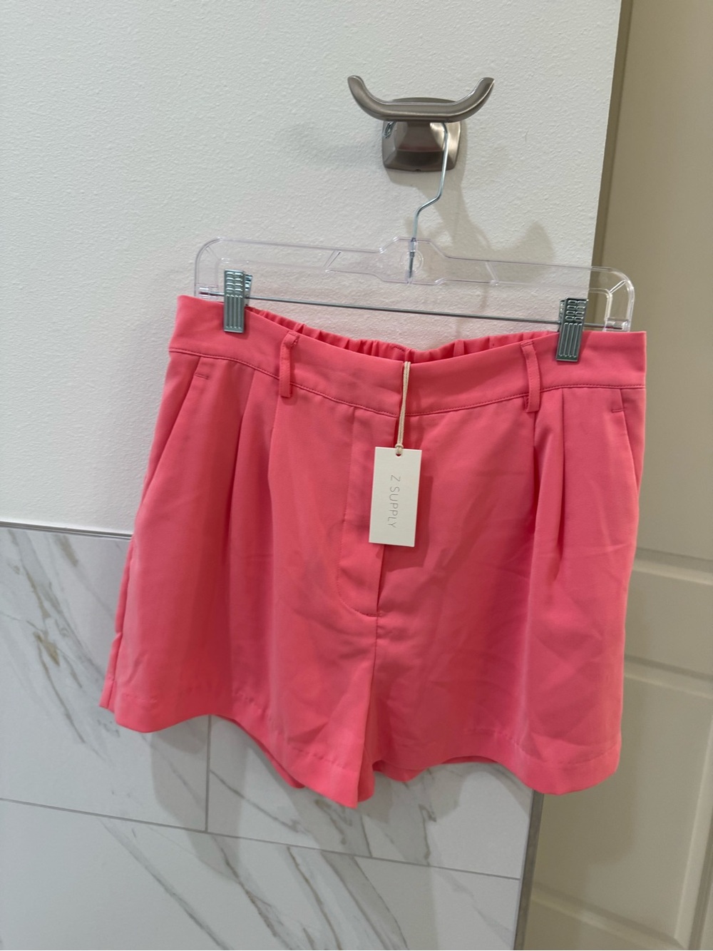 Z Supply Coral Pink High-Rise Pleated Women's Shorts